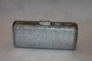 Sophia - Silver Glitter clutch bag